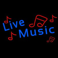 Blue Live Music Red Notes Neon Sign