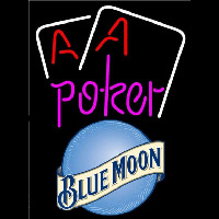 Blue Moon Purple Lettering Red Aces White Cards Beer Sign Neon Sign