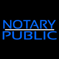 Blue Notary Public With White Line Neon Sign
