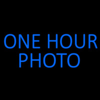 Blue One Hour Photo Block Neon Sign