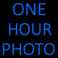 Blue One Hour Photo Neon Sign