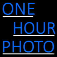 Blue One Hour Photo With Line Neon Sign
