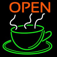 Blue Open Coffee Cup Neon Sign