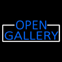 Blue Open Gallery With White Border Neon Sign