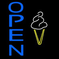 Blue Open Ice Cream Cone Neon Sign