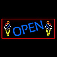 Blue Open Ice Cream Cone Neon Sign