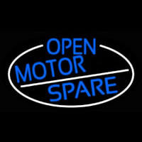 Blue Open Motor Spare Oval With White Border Neon Sign