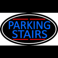 Blue Parking Stairs Oval With White Border Neon Sign