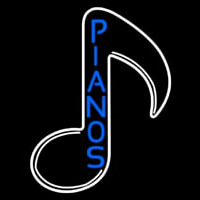 Blue Pianos Vertical Neon Sign