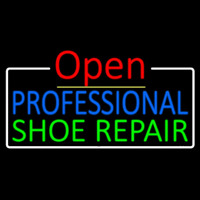 Blue Professional Green Shoe Repair Open Neon Sign