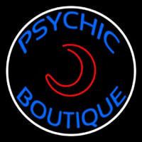 Blue Psychic Boutique White Border Neon Sign