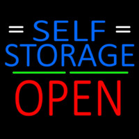 Blue Self Storage With Open 2 Neon Sign
