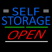 Blue Self Storage With Open 3 Neon Sign