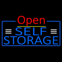 Blue Self Storage With Open 4 Neon Sign