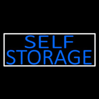 Blue Self Storage With White Border Neon Sign