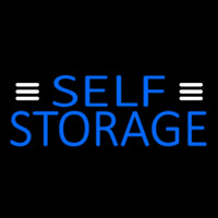 Blue Self Storage With White Line Neon Sign
