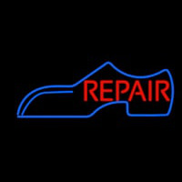 Blue Shoe Logo Red Repair Neon Sign