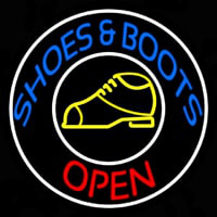 Blue Shoes And Boots Open Neon Sign