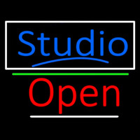 Blue Studio With Open 3 Neon Sign