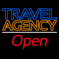 Blue Travel Orange Agency Open Neon Sign