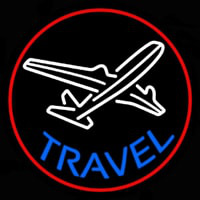 Blue Travel With Red Border Neon Sign