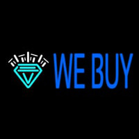 Blue We Buy Diamond Logo Neon Sign