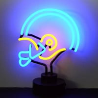 Blue Yellow Football Helmet Desktop Neon Sign