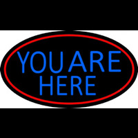 Blue You Are Here Oval With Red Border Neon Sign