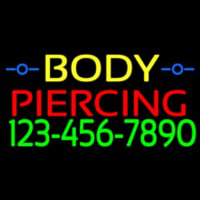 Body Piercing With Phone Number Neon Sign