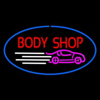 Body Shop Blue Oval Neon Sign