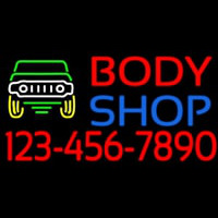 Body Shop With Phone Number Neon Sign