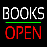 Books Block Open Green Line Neon Sign