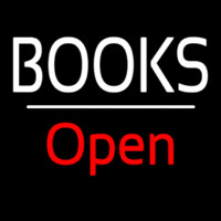 Books Open White Line Neon Sign