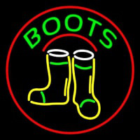 Boots With Logo Red Border Neon Sign