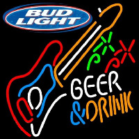 Bud Light And Drink Guitar Beer Sign Neon Sign