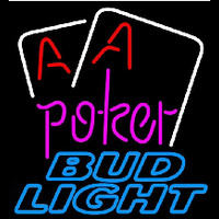 Bud Light Purple Lettering Red Aces White Cards Beer Sign Neon Sign