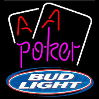 Bud Light Purple Lettering Red Aces White Cards Beer Sign Neon Sign