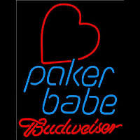 Budweiser Poker Girl Heart Babe Beer Sign Neon Sign