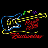 Budweiser Rock N Roll Yellow Guitar Neon Sign