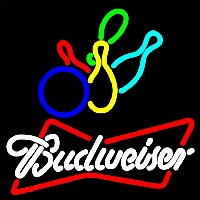 Budweiser White Colored Bowling Beer Sign Neon Sign