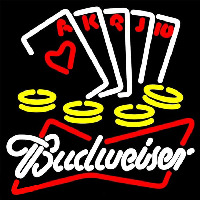Budweiser White Poker Ace Series Beer Sign Neon Sign