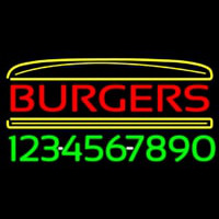 Burgers Inside Burger With Phone Number Neon Sign