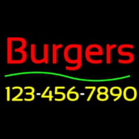 Burgers With Phone Number Neon Sign