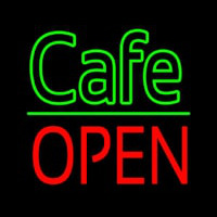 Cafe Block Open Green Line Neon Sign