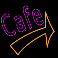 Cafe With Red Arrow Neon Sign