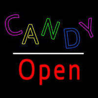 Candy Open White Line Neon Sign