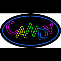 Candy Oval Blue Neon Sign