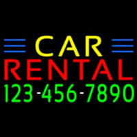 Car Rental With Phone Number Neon Sign