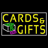 Cards And Gifts Block White Border Neon Sign