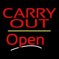 Carry Out Open Yellow Line Neon Sign